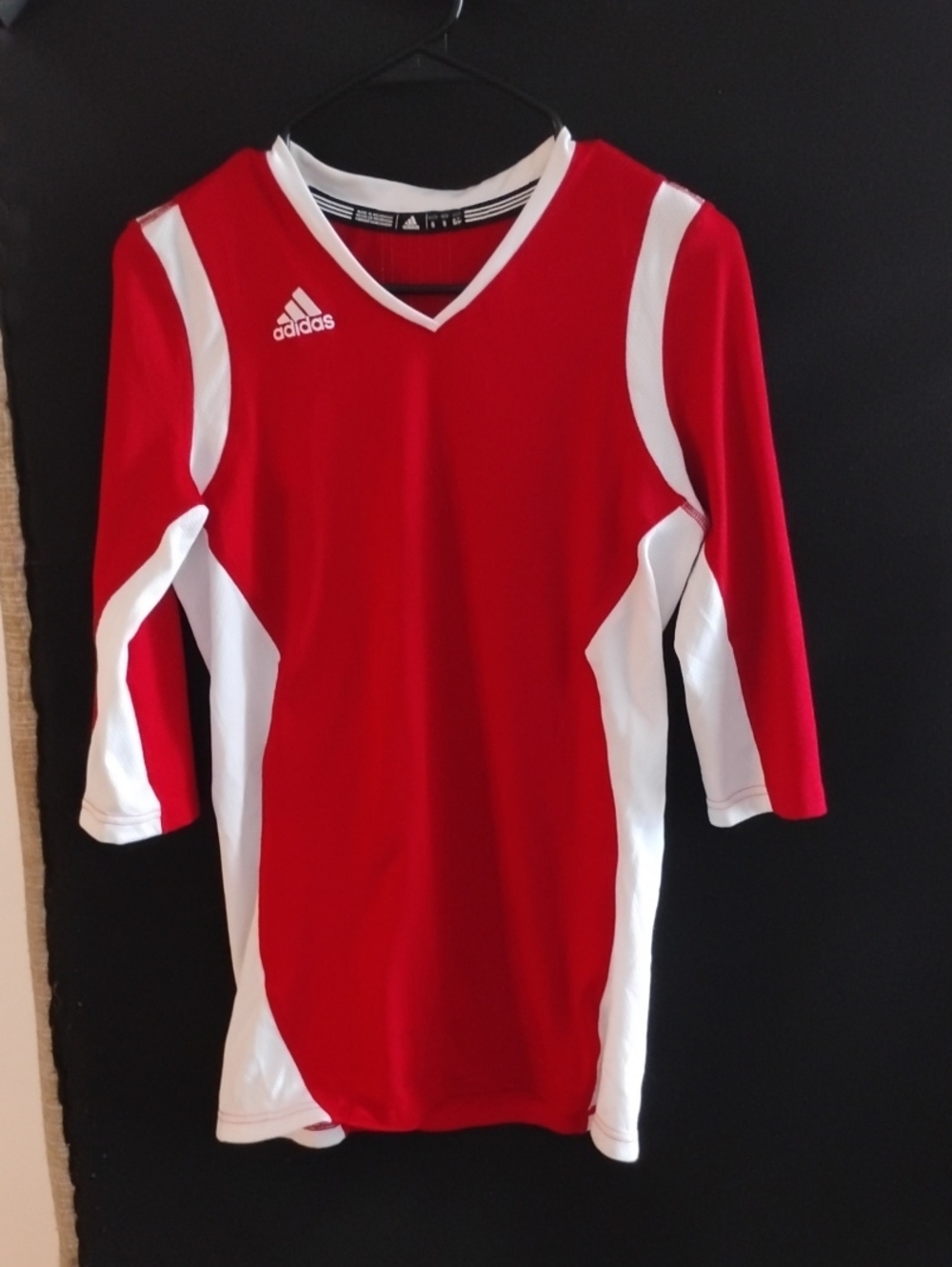 adidas Red and White Volley Ball/Sports Shirt W/3/4 Sleeves